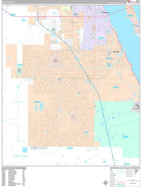 Palm Bay City Digital Map Premium Style